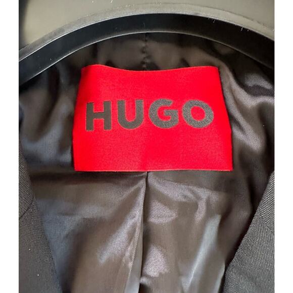 NWT Hugo Double Breasted Button Suit Jacket Size Medium Men’s Black Flame Detail - Picture 3 of 10